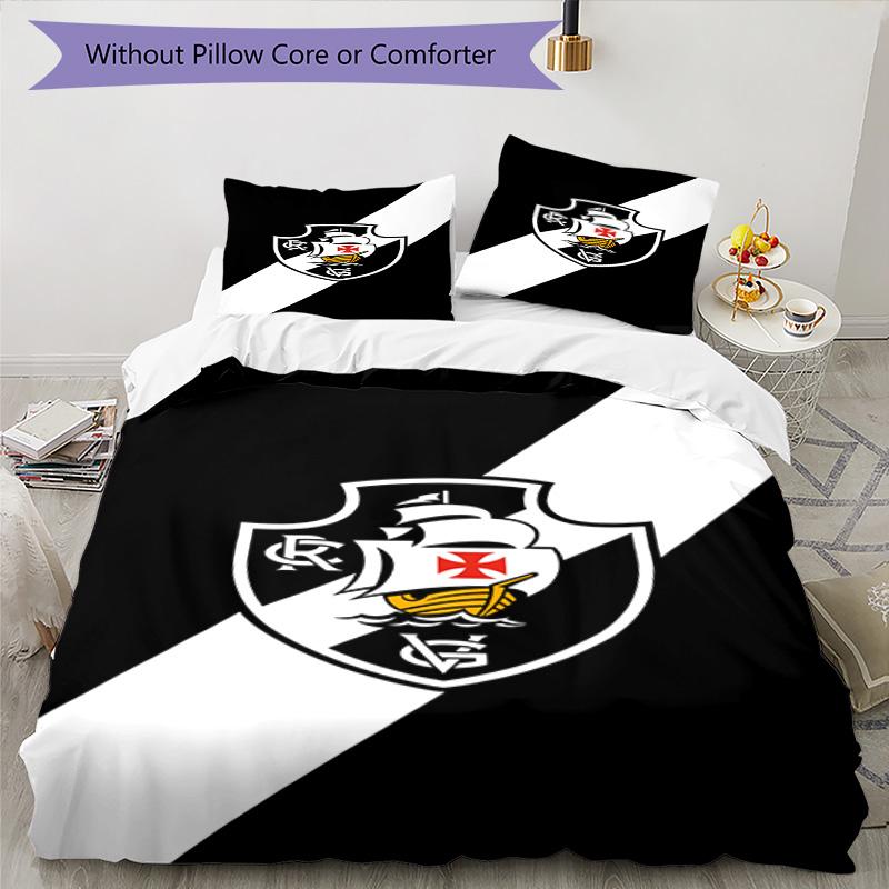 Vasco Football Club Printed Pattern Duvet Cover Set – Includes 1 Duvet Cover and 2 Matching Pillowcases Bedroom Decor Christmas Gifts