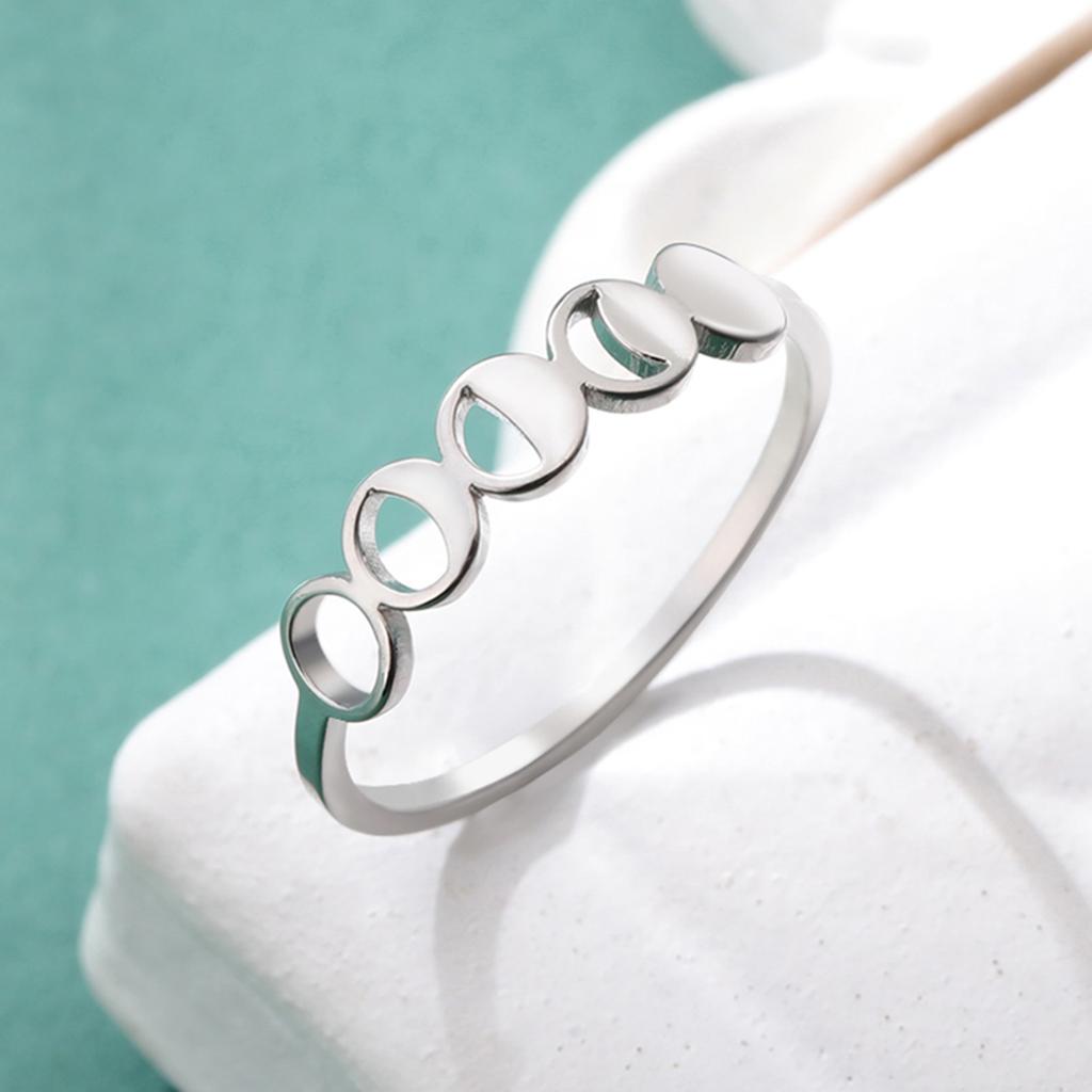 LIKGREAT Lunar Moon Phase Ring Crescent Moon Finger Rings Stainless Steel Minimalist Wedding Band Finger Ring Jewelry for Women