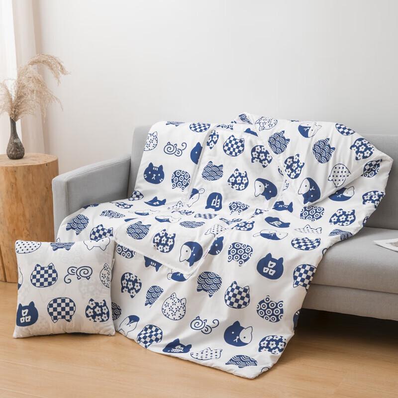 Lucky Cat Dual-Use Pillow Blanket