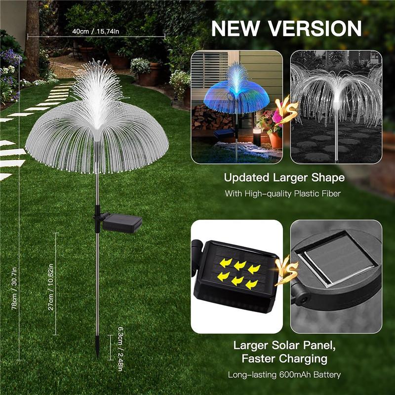 Solarne Lampki LED Meduzy Zewnętrzne Ogrodowe Solarne LED Lampka Trawnikowa Zmiana 7 Kolorów Wodoodporna Dekoracja Ścieżki na Podwórku Solarna Lampa Kwiatowa