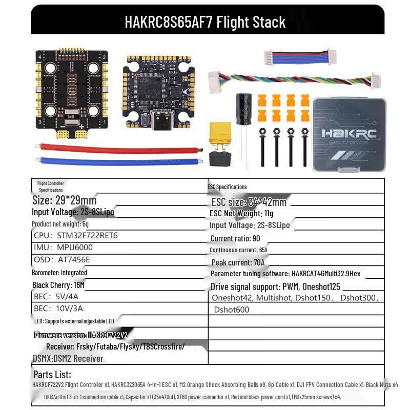 HAKRC F722 FPV Flight Controller Stack