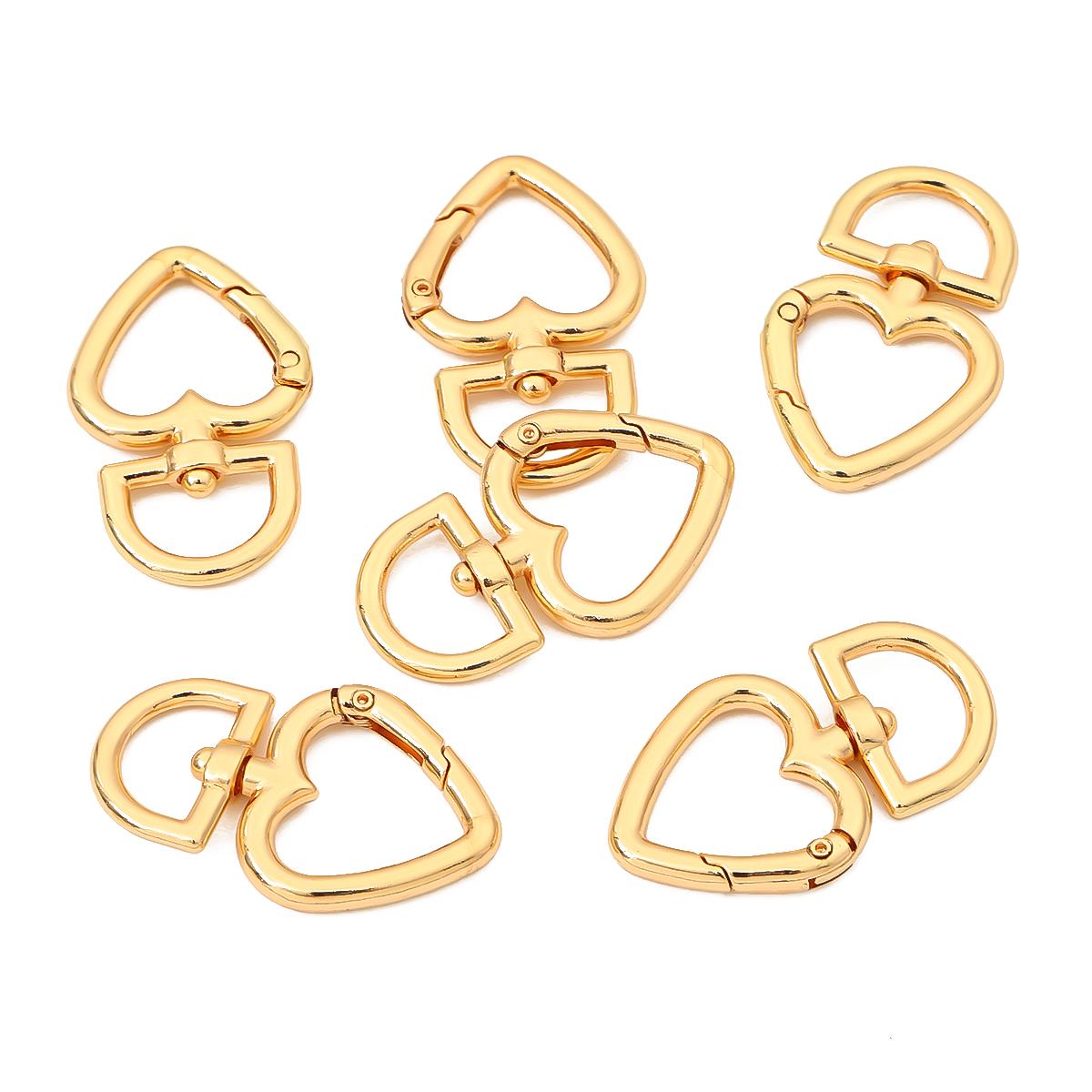 

2 шт./пакет, персиковое сердце, металлическая пружинная застежка, брелок для ключей, разъемы для DIY, аксессуары для изготовления ключей золотистый