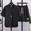 Men's Summer Ice Silk T-Shirt & Shorts Sports Casual Two-Piece Set
