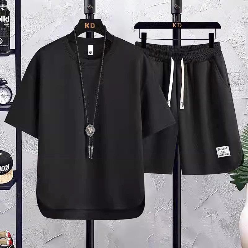 Men's Summer Ice Silk T-Shirt & Shorts Sports Casual Two-Piece Set