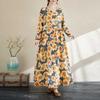 New Floral Vacation Style Travel Round Neck Vintage Long Flesh Covering Dresses