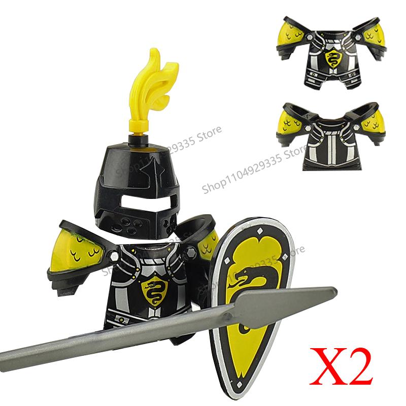 Medieval Military Soldiers Figures MOC Building Blocks Castle Black Eagle Wolf Octopus Griffin Ancient Knight Waffen Bricks Toys