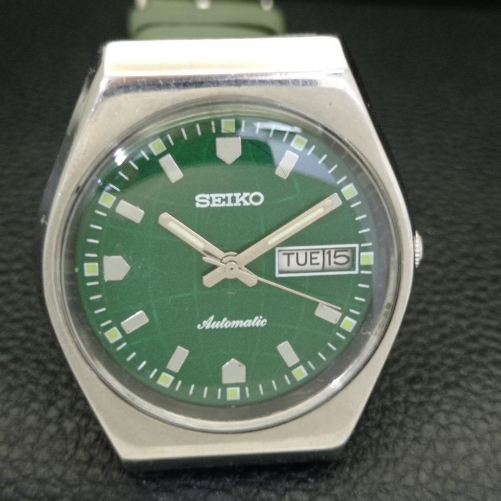 Seiko AUTOMATIC VINTAGE JAPAN 6309A MENS GREEN COLOR DIAL WATCH A701276-5 R206a-a701276