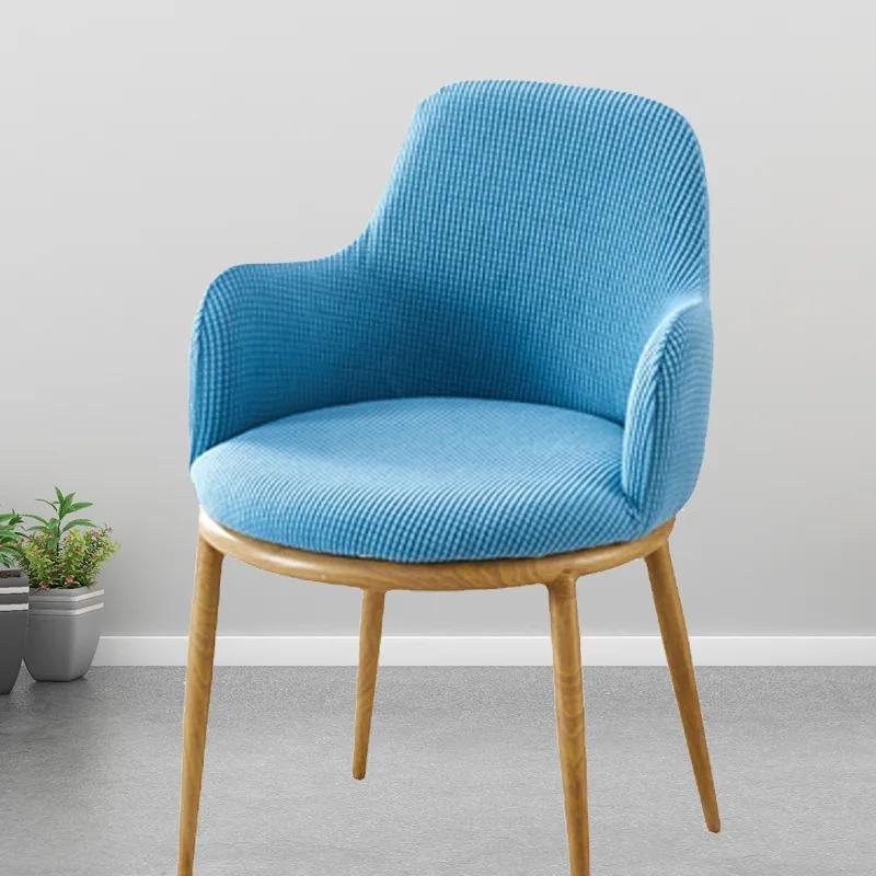 Solid Color High Arm Chair Cover Stretch Dining Chair Slipcover Fundas Para Sillas Makeup Spandex Round Bottom Chair Covers