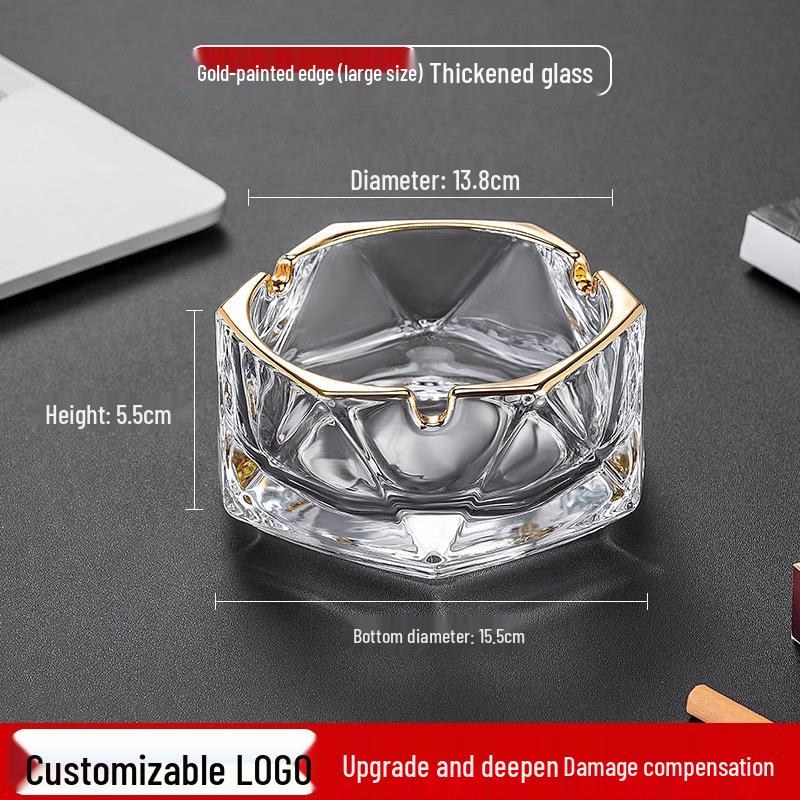 Crystal Glass Ashtray: Elegant, Fly-Repellent Design for Home or Office