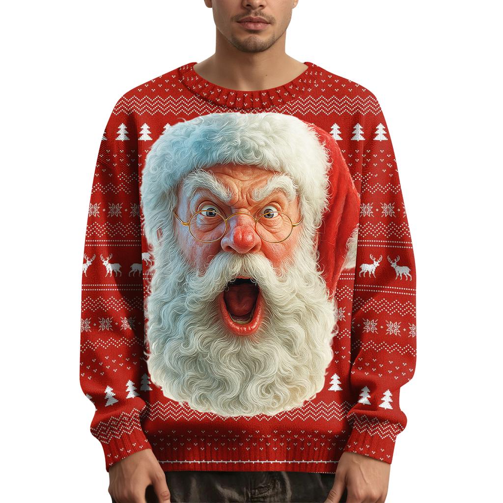 Herren Weihnachts Pullover mit bedrucktem Kragen