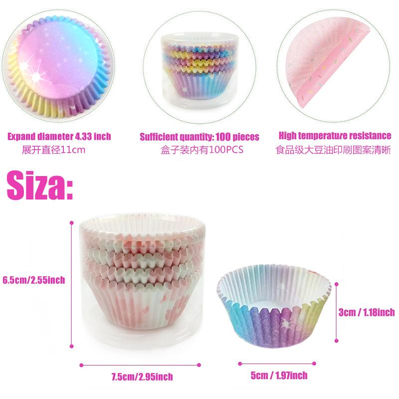 Cake Paper Holder Pvc Cylinder Sakura Gradual Change Baking Greaseproof Paper Cake Muffin Cup Paper Holder About 100