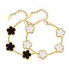18K Gold Plated Floral Bracelets,Stainless Steel Charm Bracelet Non-Tarnish,Adjustable lucky Chain Set Trendy Gift