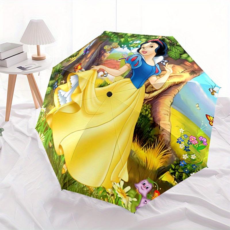 

1pc Snow White Inspired Auto Open Close Umbrella - Portable 3-Fold Design with 8-Rib Iron Frame - Outdoor, for Fans, Travelers, Everyday Use