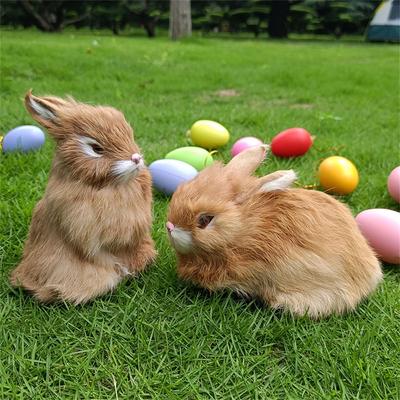 Mini Lifelike Animal Desktop Furnishings Easter Rabbits Simulation Plush Toys Rabbit Model