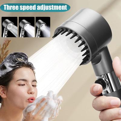 3-Level Adjustable High Pressure Shower Head with Filter, Massage Spray Mode, Water Saving Bathroom Accessories Set for Strong