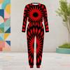 Women Plus Size Round Neck Long Sleeve Printed Two Piece Set Cuffed Top Cuffed Pants With Pockets