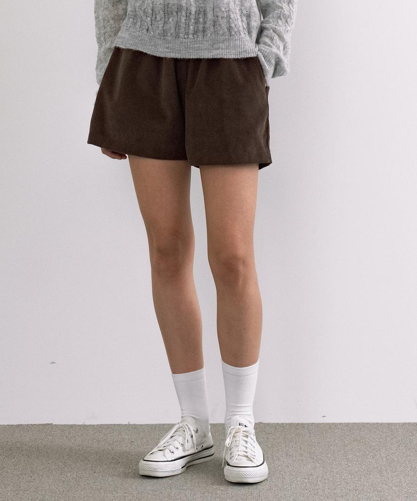 LAMINEZ Walker Corduroy Shorts - Brown