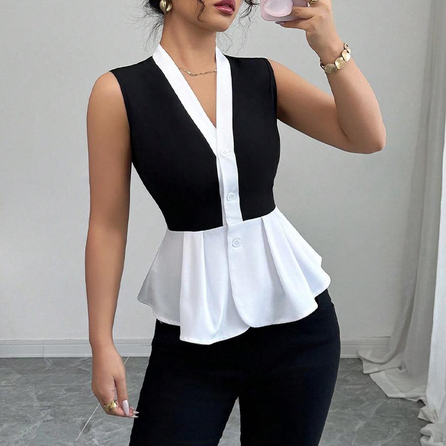 

Women s Sleeveless Blouse Summer New Commute Style Two-Piece Open Cardigan Shirt XL білий