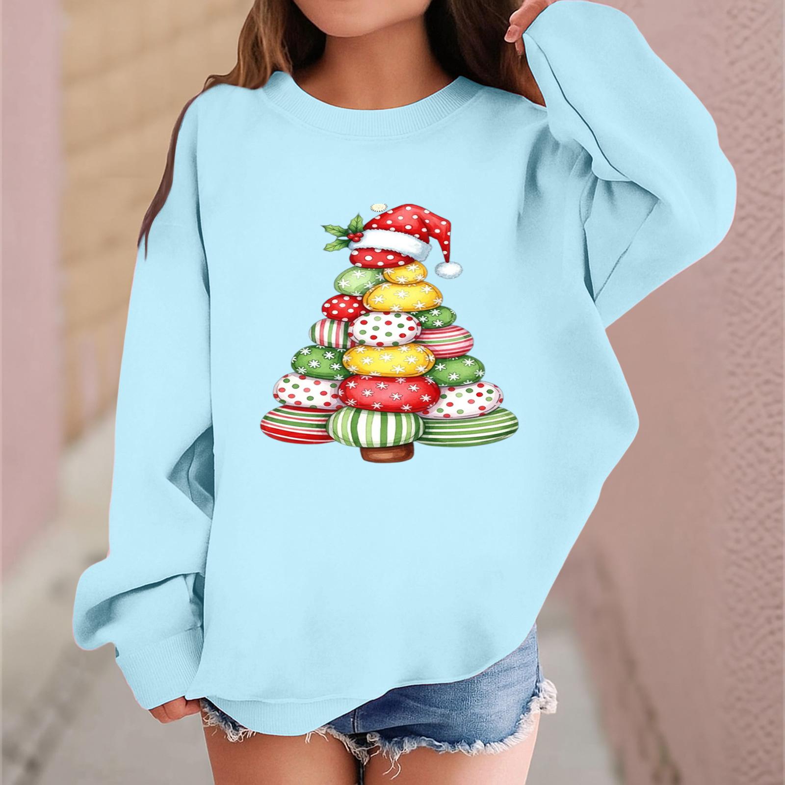 

Детский модный повседневный пуловер с длинными рукавами и свободного кроя с рождественским принтом 100