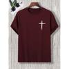Simplicity Handwriting Cross Print Clothes Men Loose Oversized T-Shirt Summer Cotton Loose Short Sleeve Casual T-Shirts Tee