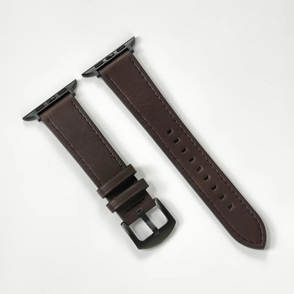 Calf Leather Watch Band for apple watch strap 49mm 44 45mm 42 40mm 41mm Woman Man bracelet for iWatch series 8 7 6 5 4 3 Se Band