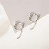 Hollow Cute Cat Stud Earrings for Women And Girls Fashion Silver Color Hypoallergenic Jewelry for Teens