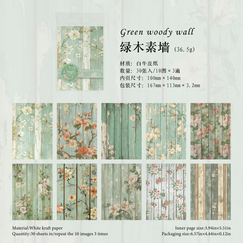 30pcs/lot Memo Pads Material Paper Wood colored paper environment Junk Journal diary Scrapbooking Background Decoration Paper