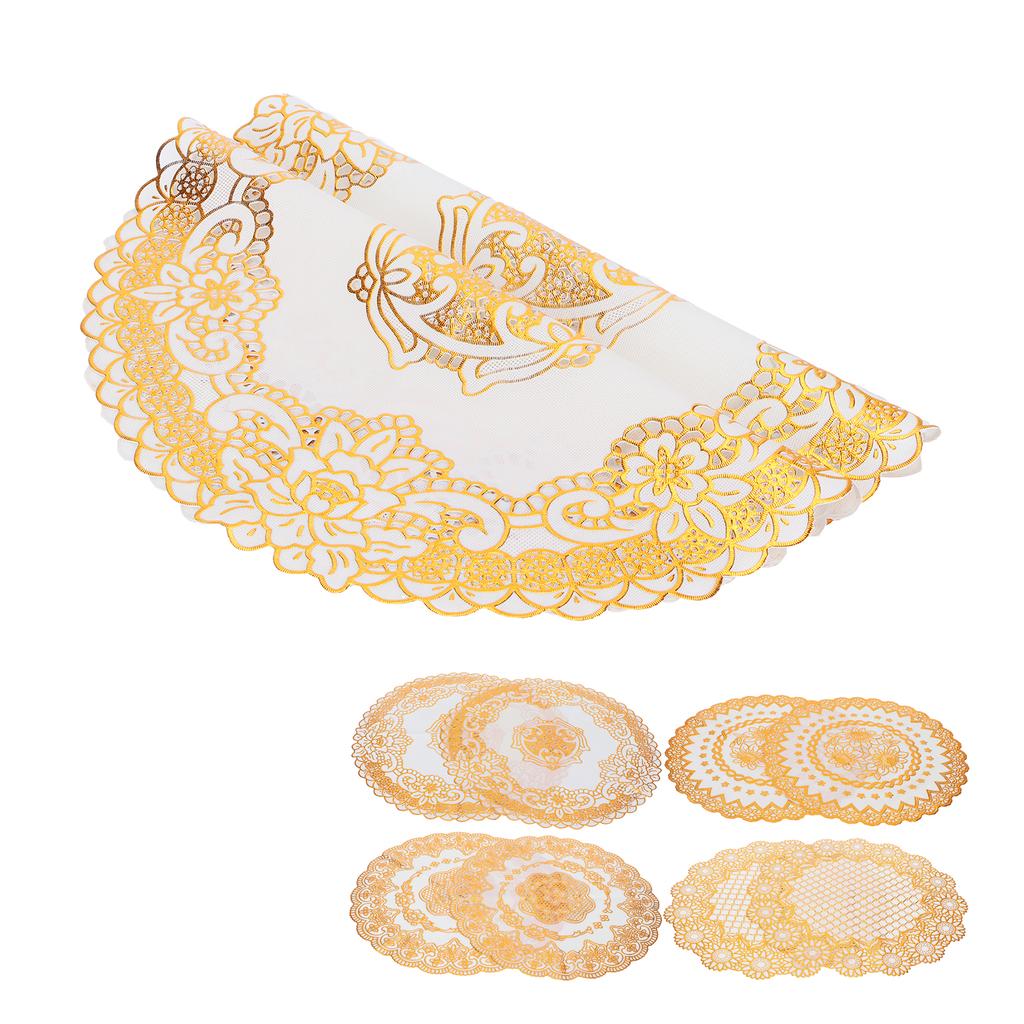 2PCS 38x38cm Table Mats PVC Gold Placemats Cup Mat Coaster for Wedding Party Supplies