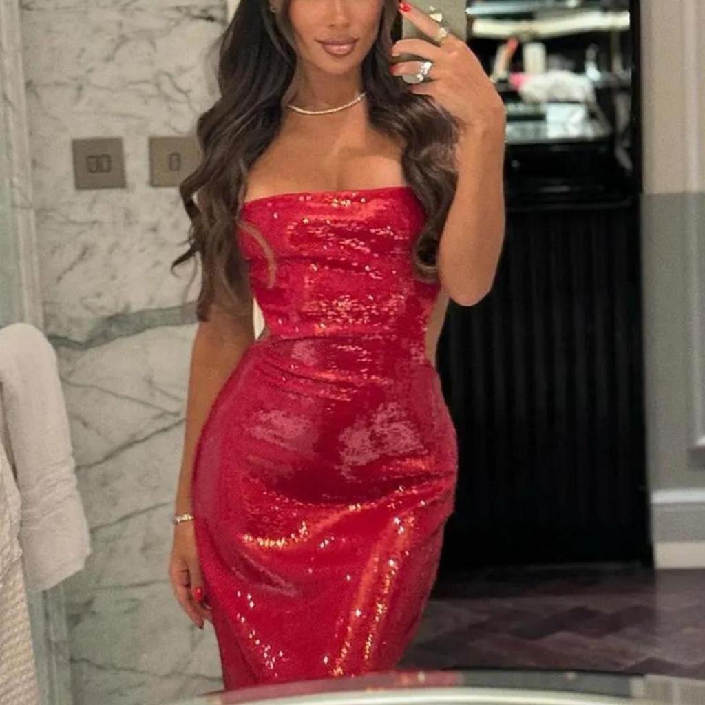 Vestidos de fiesta femeninos con espalda descubierta, sin mangas, con tirantes y purpurina, ajustados a la cadera para primavera y verano, vestido de noche