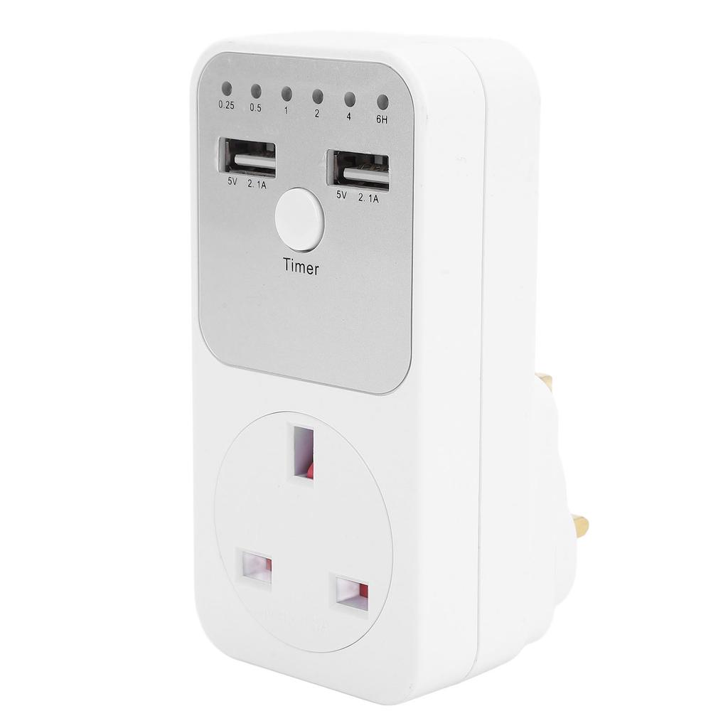 Timer Socket Double Control 2USB Ports Multifunctional Outdoor Timer Outlet for Refrigerator UK Plug