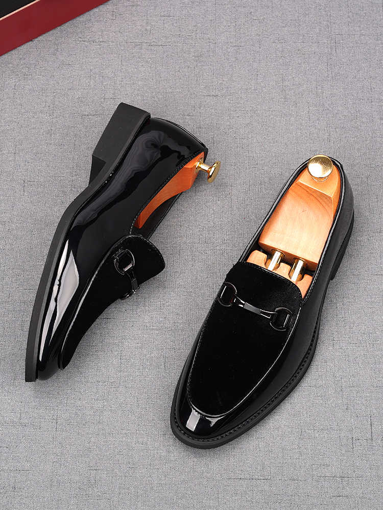 Fashion New Men's Suede Leather Loafers Pointed Black Comfort Business Flats Shoes Male Designer Homecoming Wedding Dress Footwear