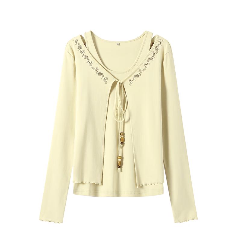 

Women s Tencel Long-Sleeve Embroidered Top L