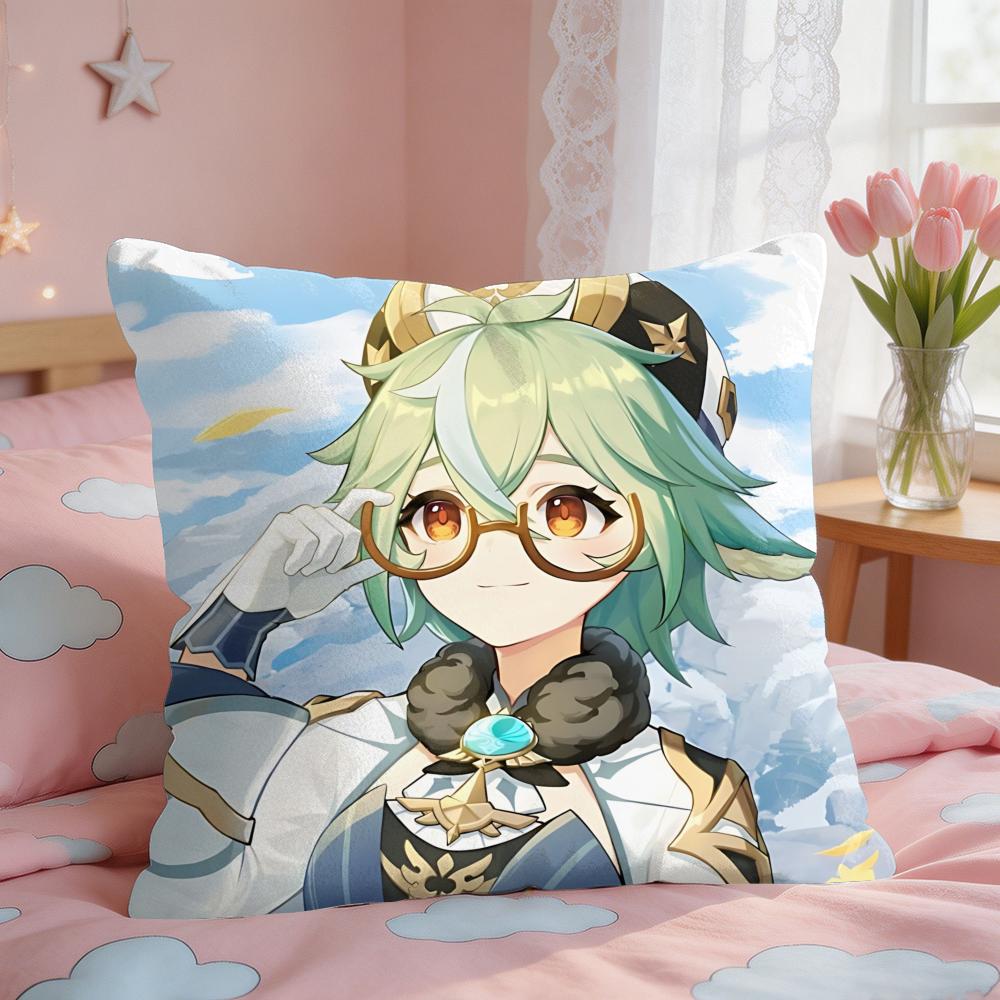 Sucrose Genshin Game Cushion Cover Short Plush Pillow Case Room Sofa Cushion Covers Home Decor Funda