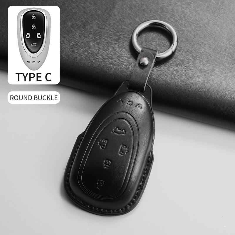 PU Leather Car Smart Remote Key Cover Case For WEY Blue Mountain Highland Mocha Latte DHT-PHEV Key Protecter Shell Accessories
