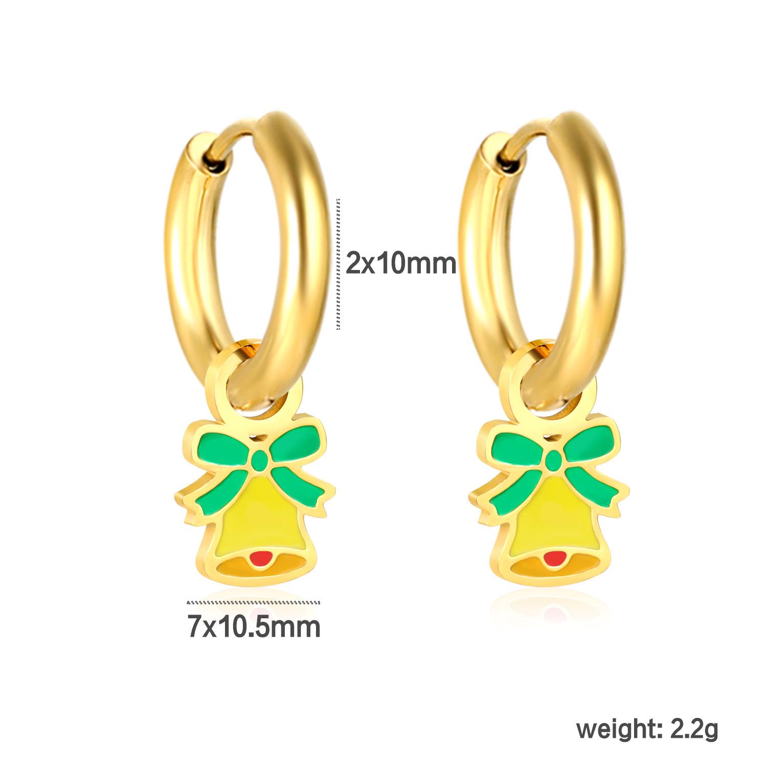 

Stainless Steel Christmas Bell Drop Earrings: Fashionable, Simple Ear Cuffs with Sweet Personality for Women