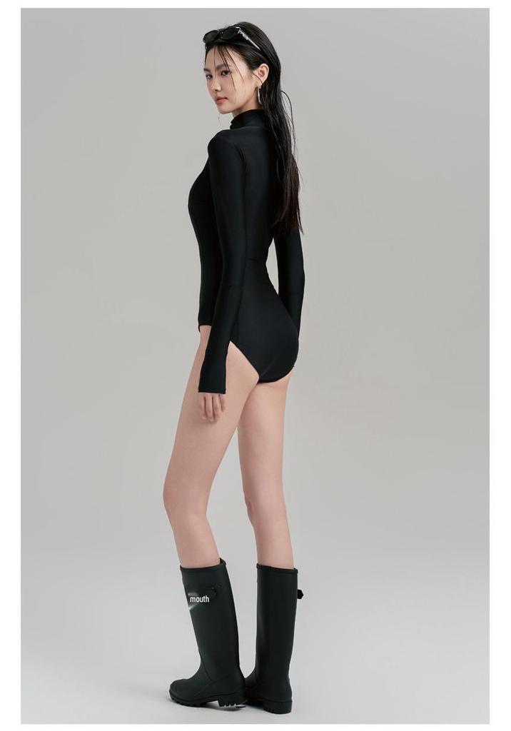 Bañador de Manga Larga de Secado Rápido con Cuello Alto para Mujer - Protector Solar, de una Pieza para Surf, Buceo, Snorkel, Vacaciones en la Playa
