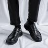 Leather Shoes Men'S New Trend Business Casual Shoes Black Big Head Shoes Platform Work Shoes 91844-R