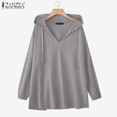 Damen Lässig V-Ausschnitt Langarm Herbstpullover Dünne Kapuzenpullover