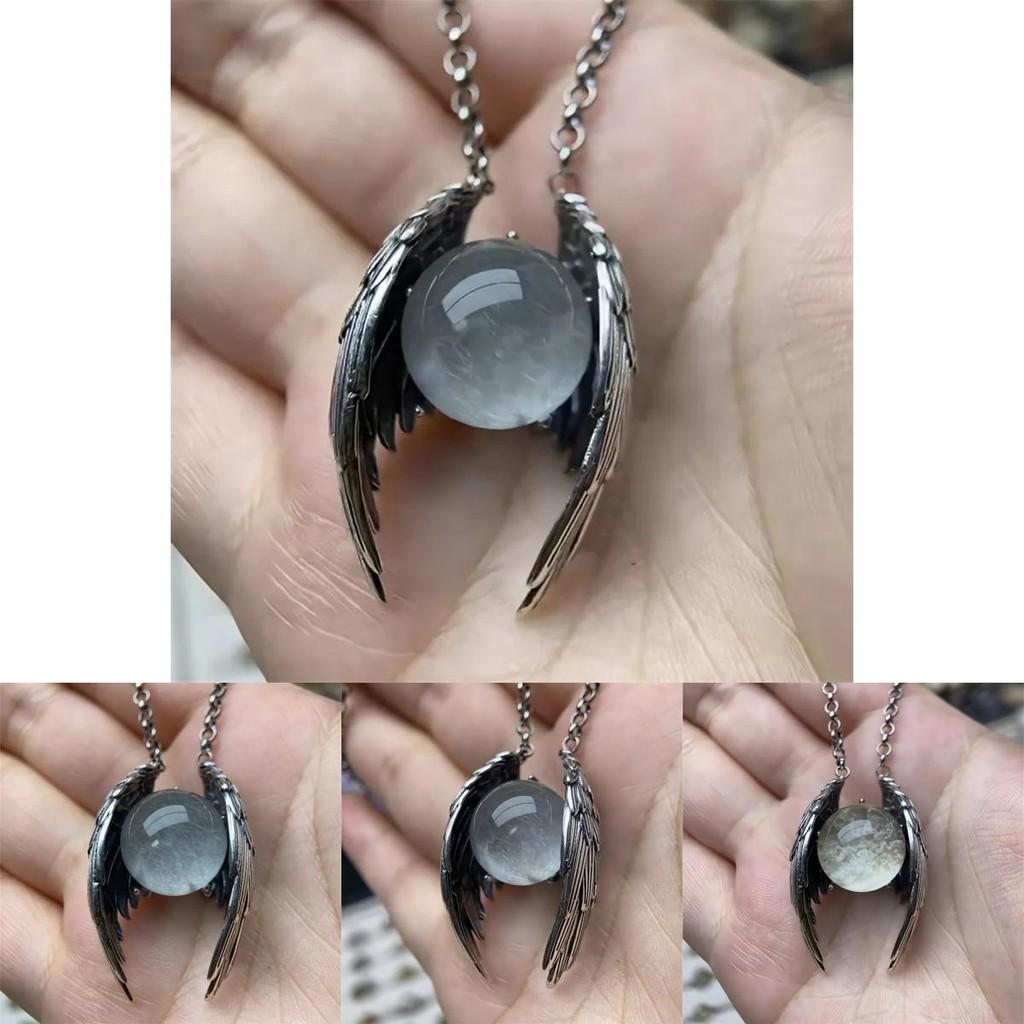 Ghost Wings Retro Faux Crystal Necklace With Alloy Pendant For Stylish Office Wear