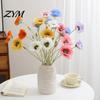 Realistic Faux Plants for Wedding 5 Heads Artificial Poppies Flowers with Stems, Silk Fake Flowers, Natural Look Floral Stems Bouquet Table