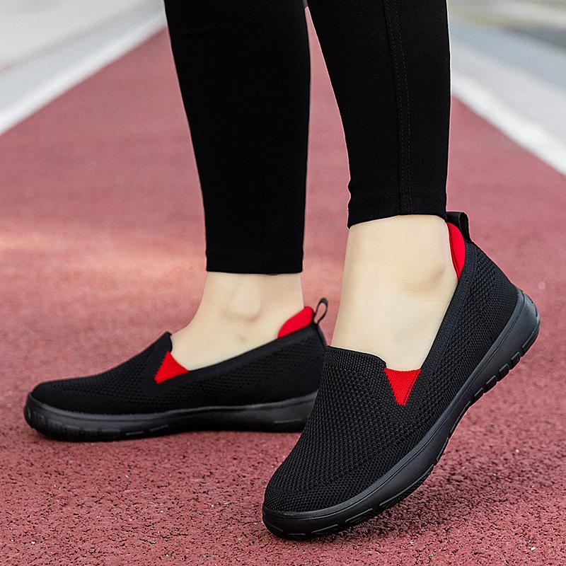Scarpe taglia grande testa larga scarpe da passeggio rete traspirante fondo piatto comode facili da indossare semplici antiscivolo casual