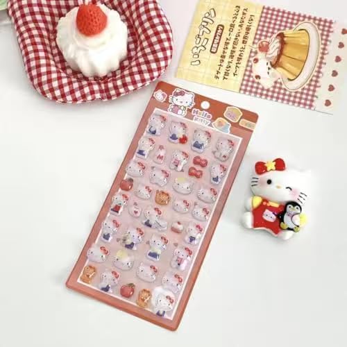Kindao 3D Stickers Set 6 Sheets Cute Stylish Decorative Stickers for Girls Christmas Birthday Craft Phone Notebook Decorations