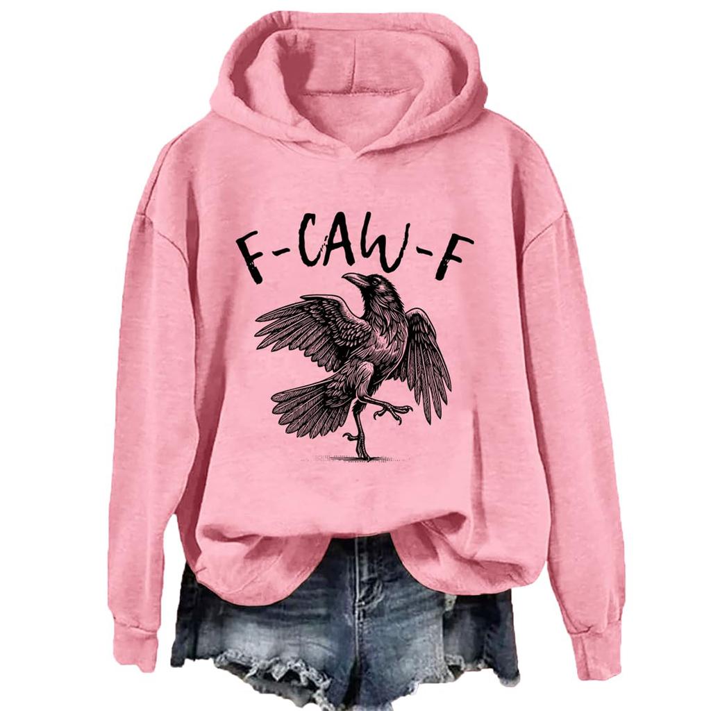 Ladies Fashion Casual Long Sleeve Printed Round Neck Hoodie Pullover Top