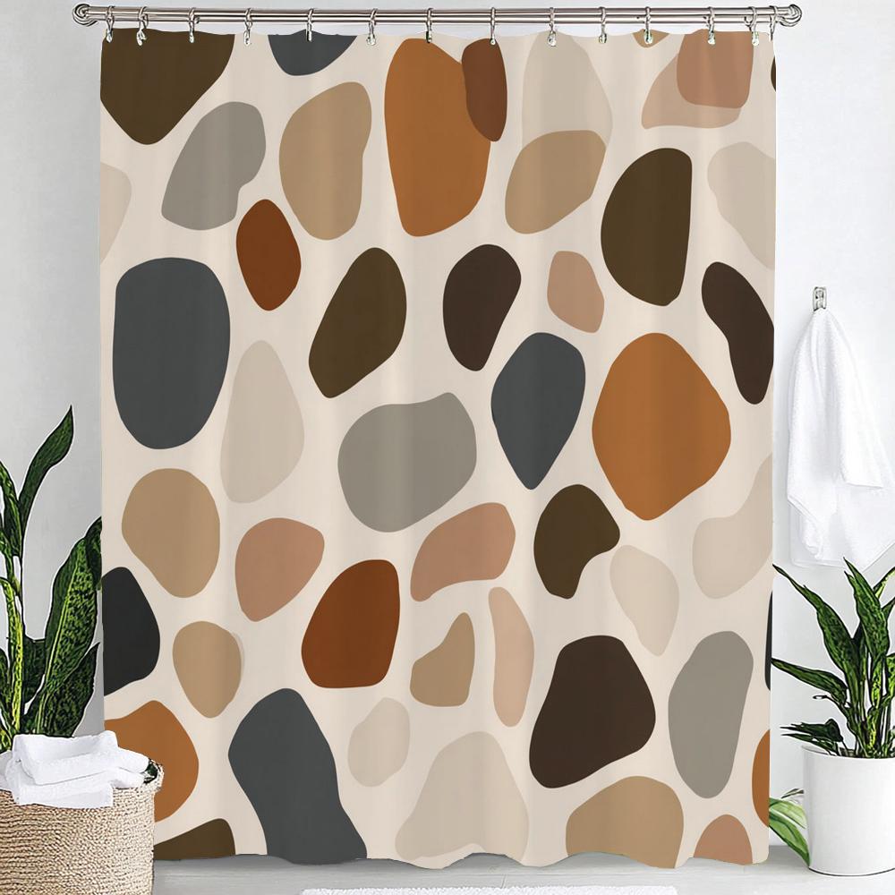 Modern Mosaic Shower Curtain,Waterproof Bathroom Decor, Unique Gift, Stylish Design,Elegant Home Decoration Curtain With Hooks