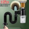 1/2Pcs Universal Kitchen Sink Drain Retractable Deodorizing Filter Flexible Downspout Bathroom Sink Anti Clogging Accessories