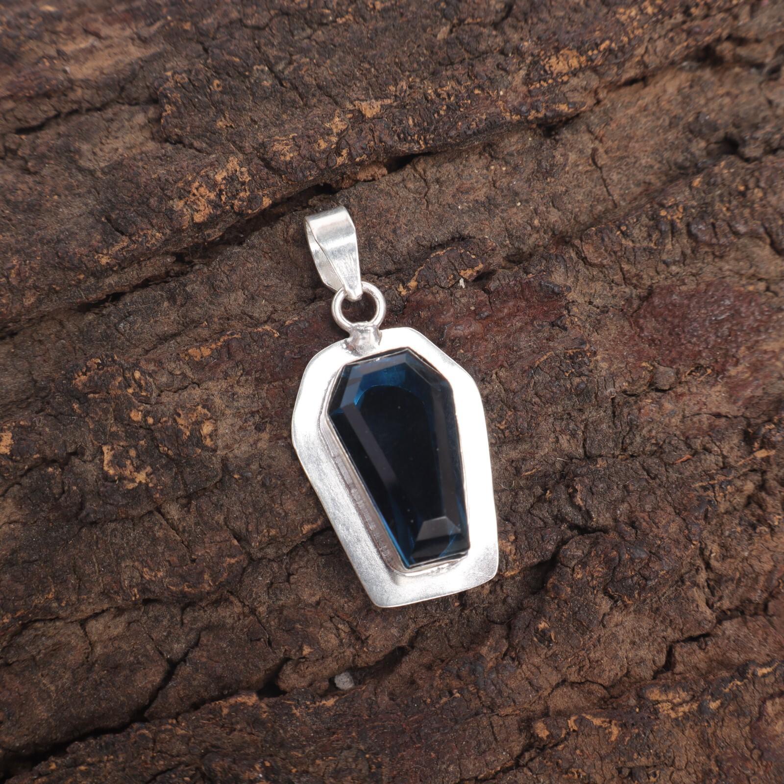 

Friendship Day Sale London Blue Topaz Stone Boho Pendant Jewelry Sterling Silver PP-53-12