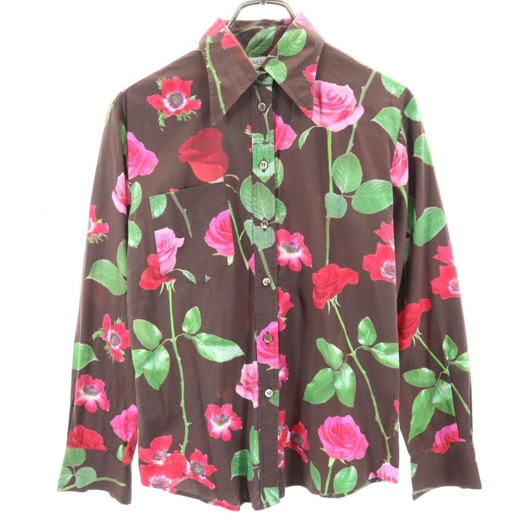 Paul Smith Floral Long Sleeve Shirt 42 Brown Women Used
