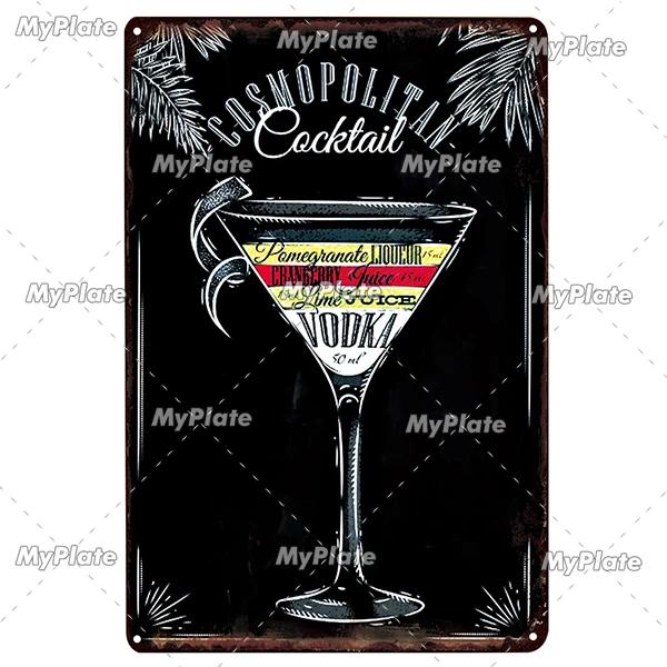 Cocktail Shots6 Metal Sign Vintage Plaque Beer Tin Sign Plate Wall Decor For Bar Pub Man Cave Bloody Poster Custom