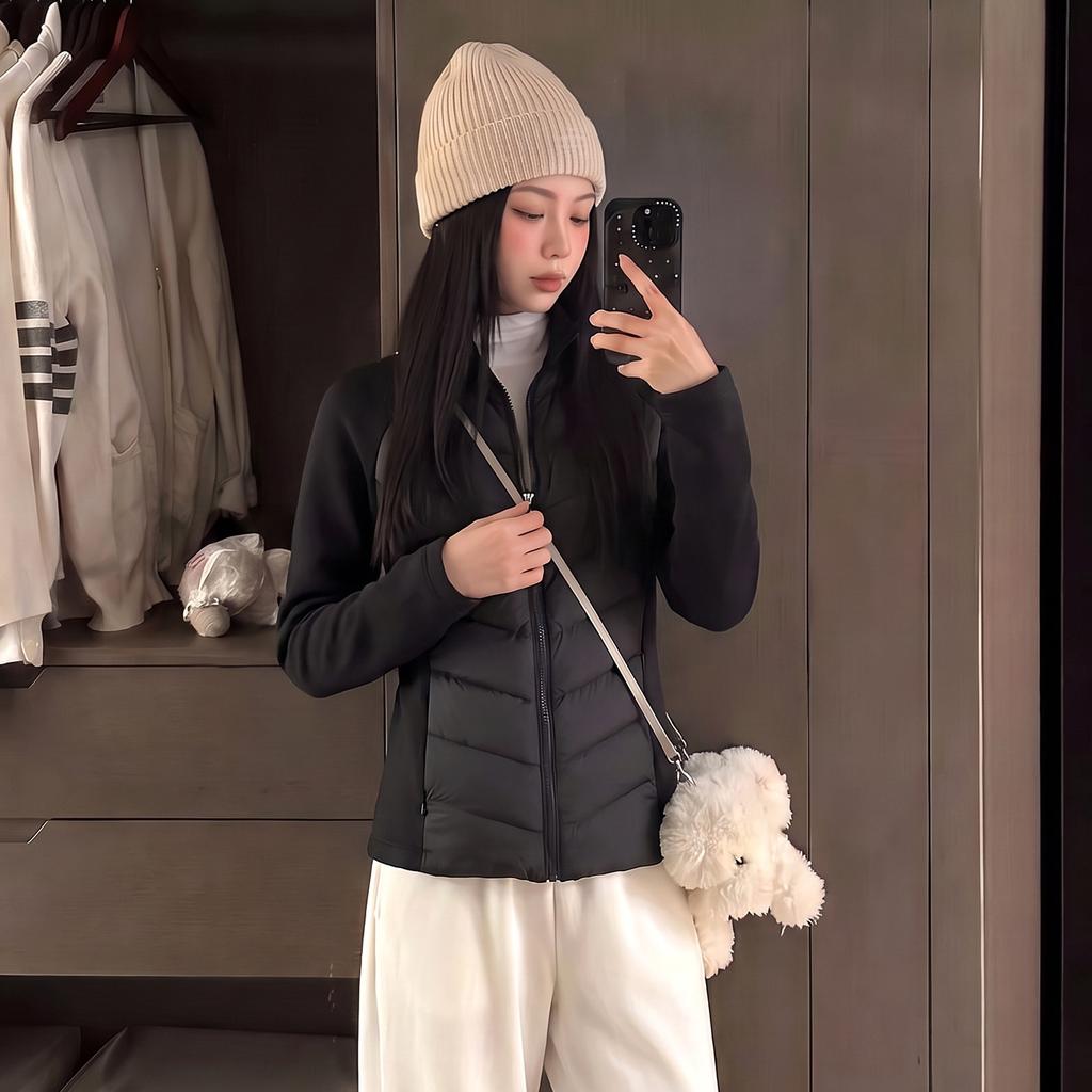 Light and thin ribs cotton clothes, women's winter jacket, slim fit inside, waist tight, thin cotton jacket.