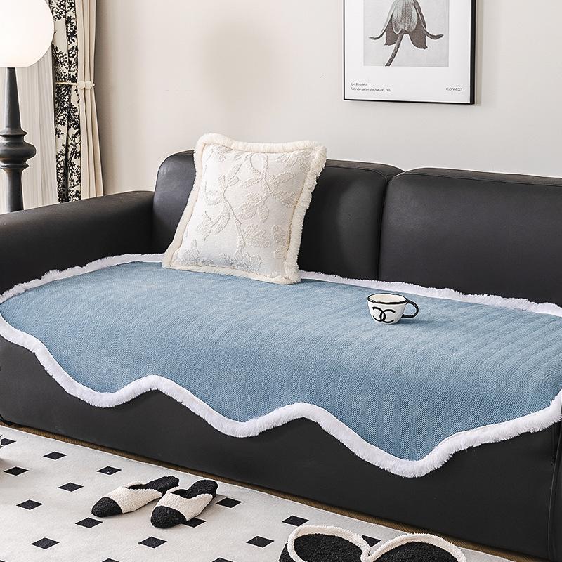 Chenille Herringbone Shaped Plush Sofa Cushion Autumn and Winter Thickening Sofa Cover Cushion